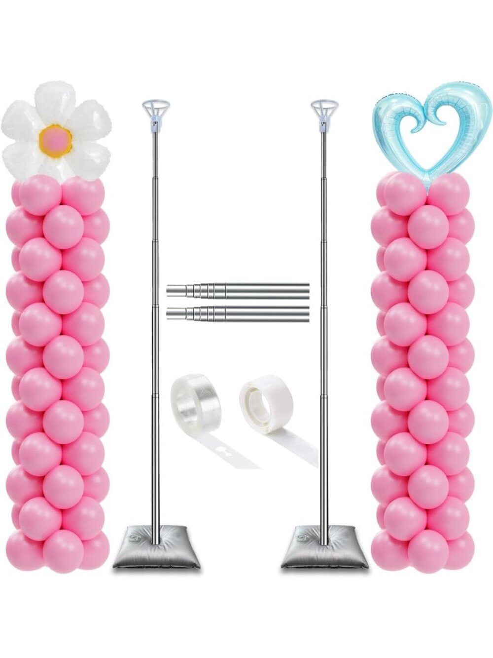 New Balloon Column Stand Set of 2, Adjustable 7 Feet Ballon Arch Stands
